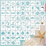 70pcs Ocean Stencils for Painting on Wood & Canvas - Summer Beach, Nature & Palm Tree Patterns (70 Beach)