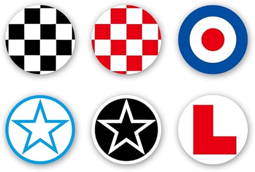 Amazon Co Jp マニアックコレクション Maniac Collection 缶バッチ 44mm 1個 イギリス ロンドン チェッカー ターゲット スター Vespa Uk おしゃれ かわいい チェック バッチ Lマーク おもちゃ