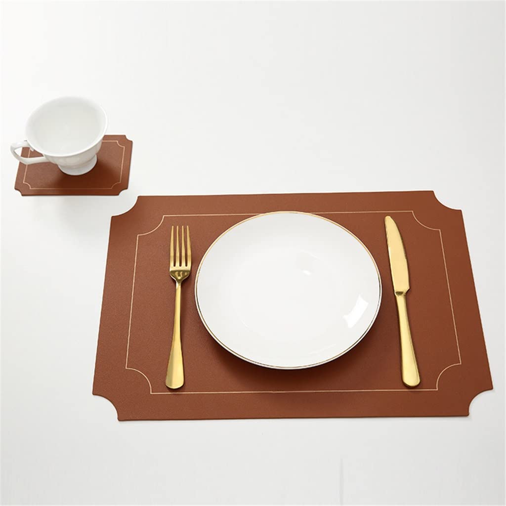 IANSHFKN 6 Pcs Leather Placemats Coaster Pads Tableware Mat Western Table Bowl Pad for Home Kitchen Accessorie
