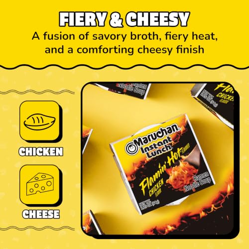Image of Maruchan Instant Lunch Ramen Noodles, Flamin' Hot Chicken Flavor - Japanese-Style Instant Noodle Soup, Easy Meal Ready in 3 Minutes - 2.25 Oz. (12 Pack)