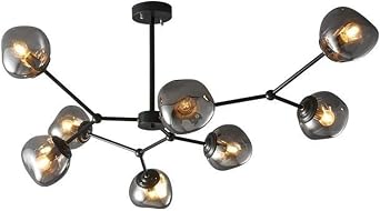 Design Molecular Chandelier Smoky Gray Led Lava Glass Pendant Light Living Room Black Copper Hang Lamp Suspend Fixtures, for Hall