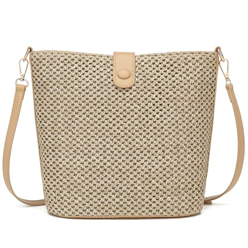 ALARION Straw Crossbody Bags Summer Woven Beach Bag Raffia