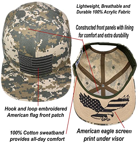 Image of Antourage American Flag Unisex Baseball Hat for Men and Women | USA Flag Mesh Snapback Flat Visor Cap + 2 Patriotic Patches