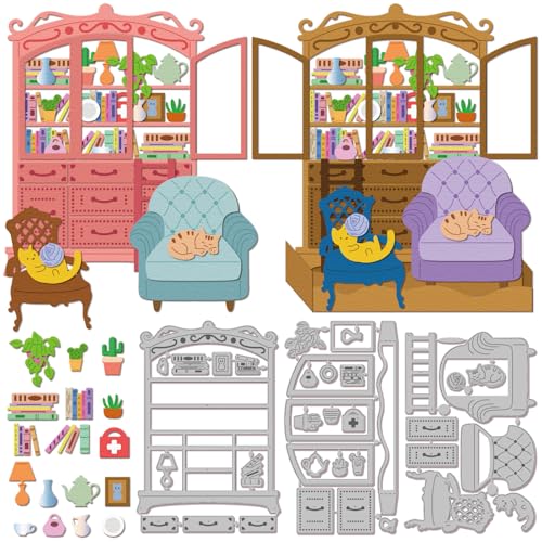 GLOBLELAND Retro Bücherregal Stanzformen 3 Set