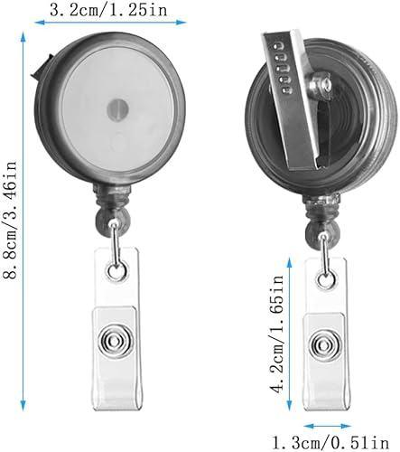 Miniatura 3 de SACRNASI - Paquete de 50 carretes retráctiles para tarjetas de identificación, carretes retráctiles de alta calidad negros transparentes con clip