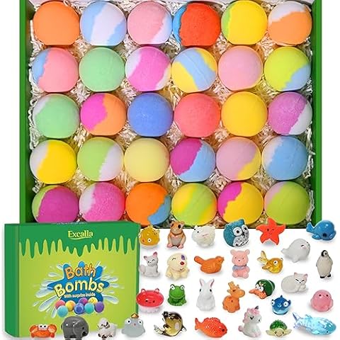 Bath Bombs for Kids with Toys Inside for Girls Boys - 30 Pack Bath Bombs Gift Set with Surprise, Kids Safe Bubble Bath Fizzy Balls Halloween Christmas Birthday Gift Kit Cover