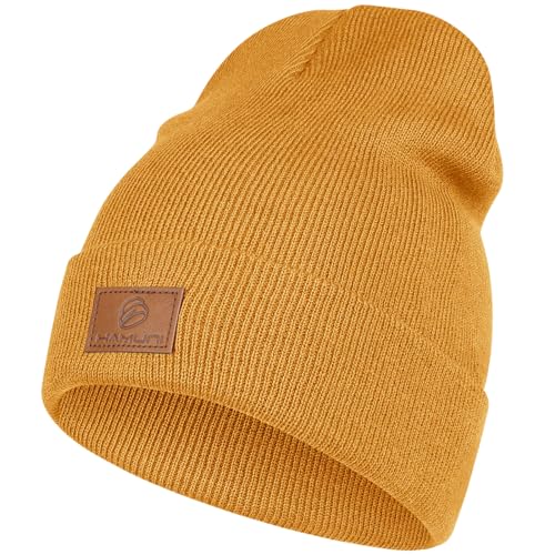 HAMUNI Beanie Mütze für Herren Damen, Klassische Wintermützen Bequem Atmungsaktiv Weich Acryl Beanie Hat Strickmütze Vintage Einfarbig Strick Bündchen Beanies Unisex