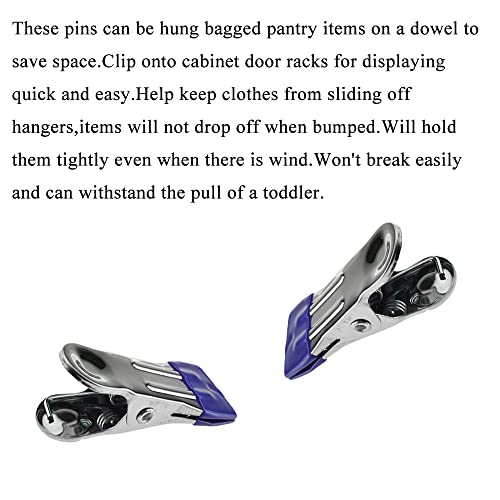Image of Hahiyo Stainless Steel Clothespins Sock Clip Laundry 2.2inch Length with Spring Strong Grip Windproof Easy Pinch Hang Handy Save Space Not Damage Leave Pinch Mark for Clothesline Towel Purple 7PCS