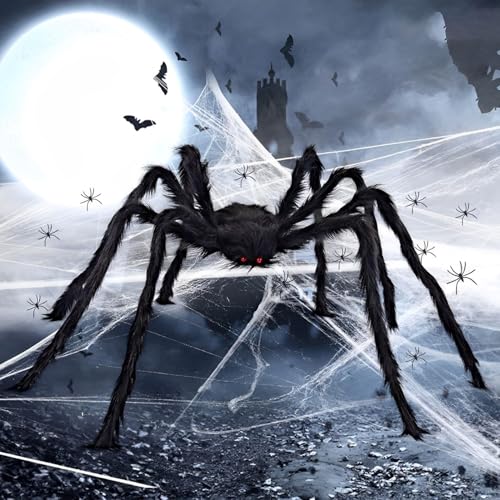 VIDSTW 11 Pezzi Halloween Decorazioni Ragni Finti con 100G Ragnatele Halloween Ragno Realistico e Ragnatela Decorazione per Scherzi Festa per Soggiorno Camera da Letto Casa Stregata Aula