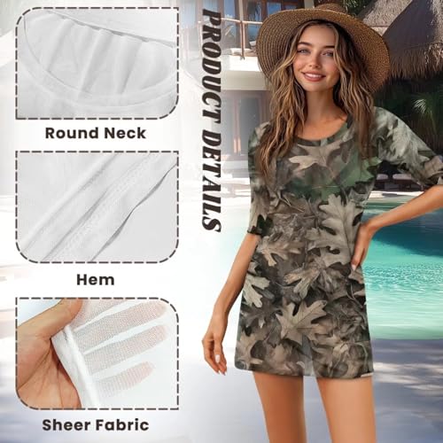 Robe d'été transparente et cache-maillot de bain imprimé camouflage femme