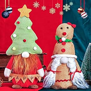 Christmas Gnomes Plush Elf Decoration,2PCS Handmade Santa Xmas Tree Gingerbread Gnomes for Home Office Farmhouse Table Ornament Tiered Tray Party Decor Christmas Gnomes Plush Elf Decoration2PCS Handmade Santa Xmas Tree Gingerbread Gnomes for Home Office Farmhouse Table Ornament Tiered Tray Party Decor