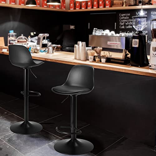 Finnhomy Bar Stools Set Of 2, Swivel Barstools With Footrest And Ergonomic Pp Back, Counter Height Adjustable Modern Counter Stools For Kitchen, Black #TOP3