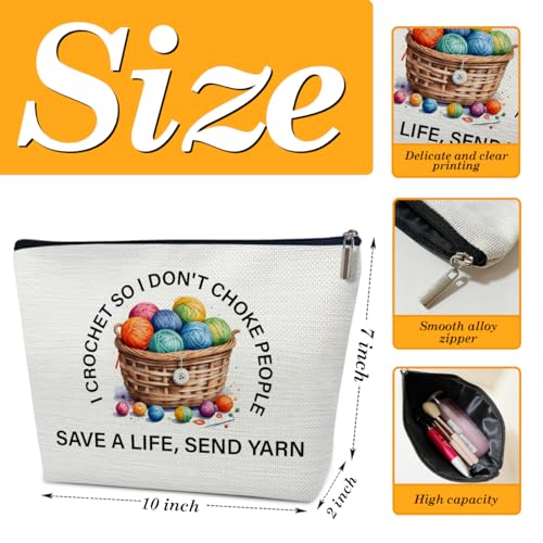 Funny Crochet Gifts Makeup Bag, Gifts for People Who Like Knitters, Knitting Present for Women, I Crochet so I Don't Choke People Cosmetic Bag for Purse2
