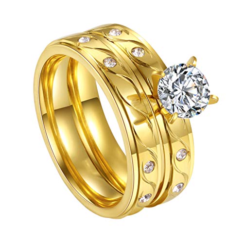 YAZILIND Couple Anneaux Zircon cubique Anniversaire Bague Dames Ensemble de Bijoux Anniversaire fête Bijoux 56.5