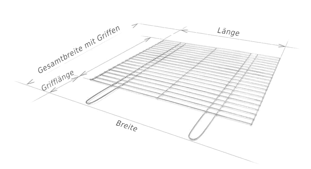 BBQ Grillrost aus Edelstahl 54x34 cm Rechteckig 4mm x 2.5mm Ersatzrost für Gasgrill Holzkohlegrill mit Griffen