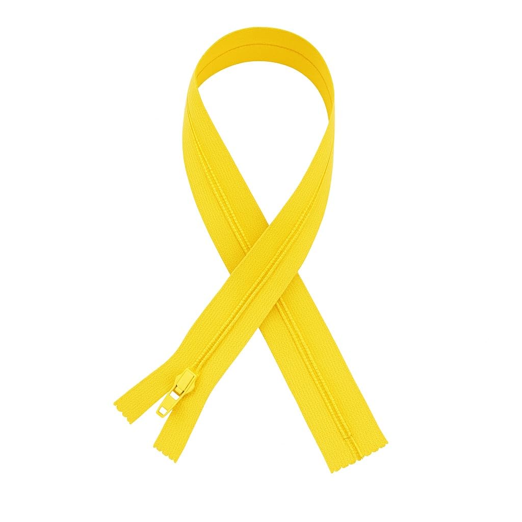 Yellow 18 Inch 45.7 cm Nylon Dressmaking Zip, Closed End, Size No #3, Auto Lock Pull, Standard Sewing & Craft Zipper