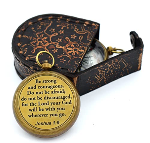 Brújula de latón con caja de madera y frase grabada miniatura 1