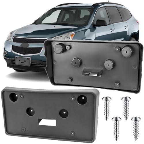 Image of License Plate Bracket Accessories for Chevrolet Chevy Traverse 2009 2010 2011 2012, Front Bumper License Plate Holder Replacement Frame Black Mount