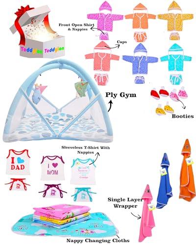 Image of Toddylon All in One Daily Essential in One Pack 36 in 1 New Born Baby Products Gift Packs | Hospital Kit Combo | Infants Boys Girls | Perfect for Newborns | Ideal for 0-6 Months (Blue)