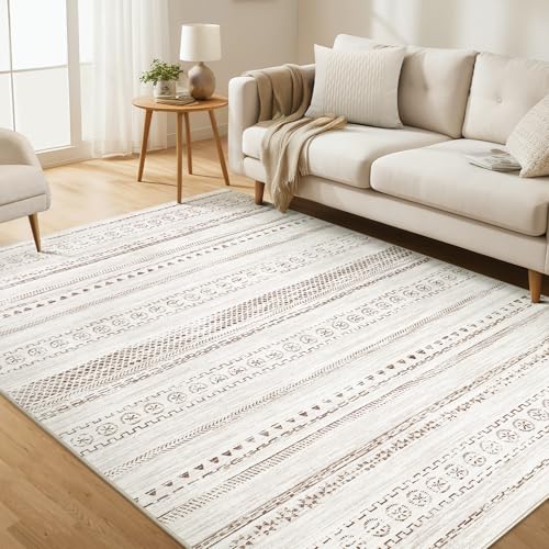 Tapete decorativo 5x7 geométrico boho marrón lavable