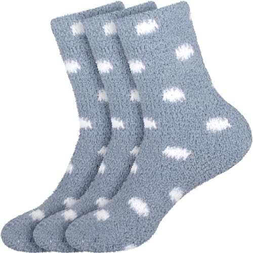 Image of BambooMN Women's Super Soft Fuzzy Socks, Polka Dot, Gradient, Snowflake, Featherlight Cuff - Assorted Colors
