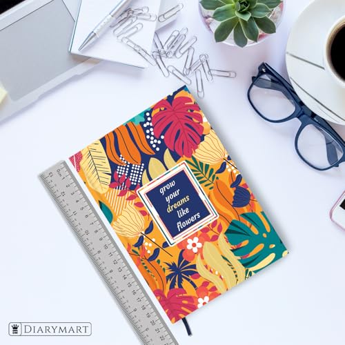 Image of Hard Bound Notebook for Girls & Women | A5 Ruled Journal | 192 Pages | 80 GSM Premium Paper | Designer Laminated Cover | Ribbon Bookmark | Notebook for School, College, Office, Journaling & Note Taking (DM4019)