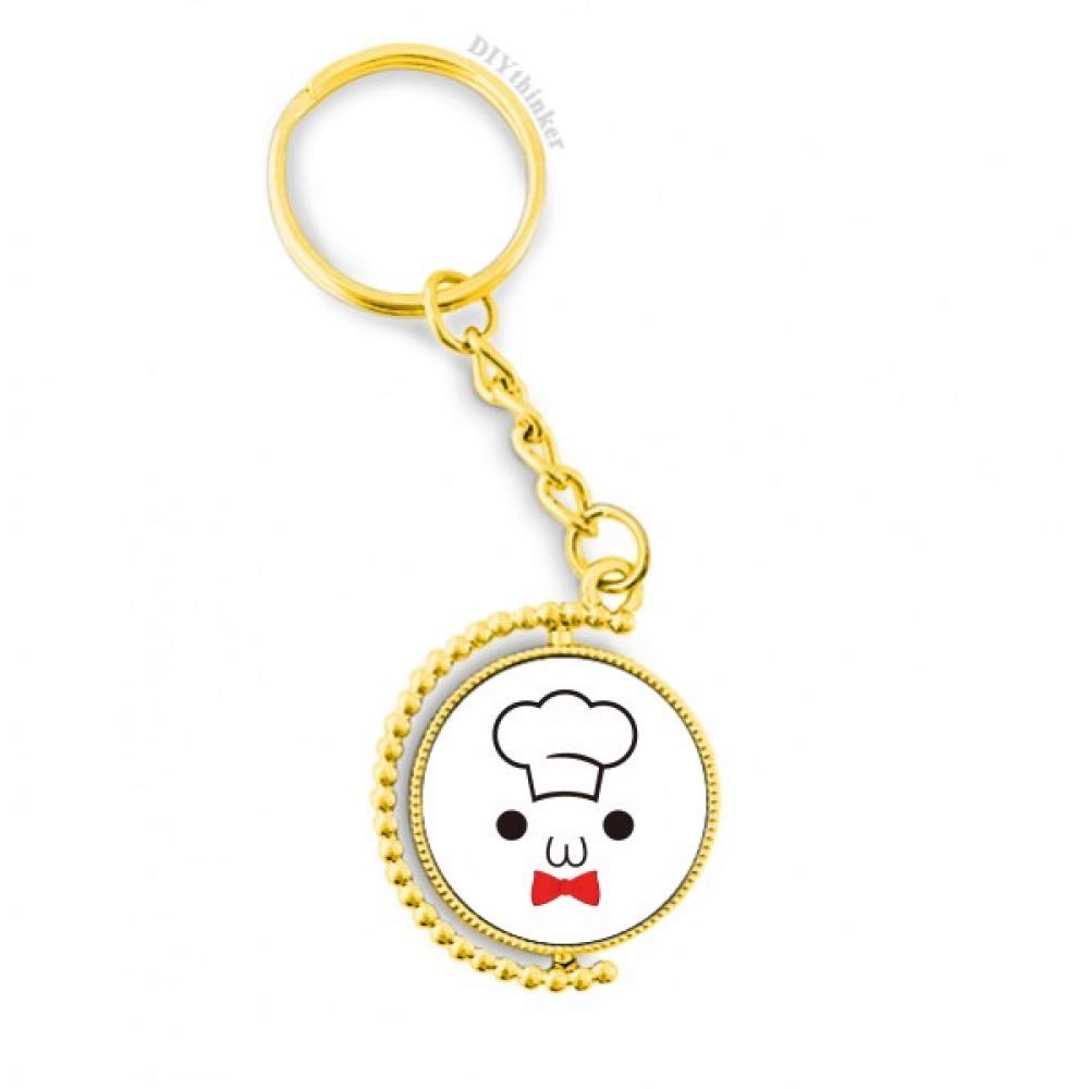 DIYthinker Lovely Face I Am A Chef Expression Metal Connector Key Chain Ring Accessory Golden Keyholder