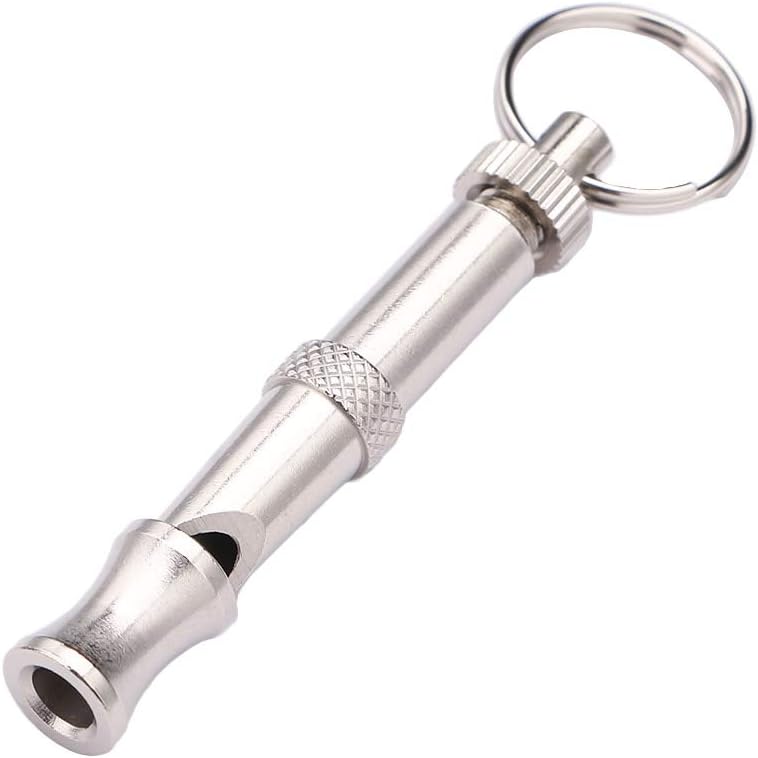 Dog Whistle, Whistle Key Chain Stainless Steel Whistle Adjustable Sound Supersonic Whistle Pet Whistle Puppy Behavior Training Tool