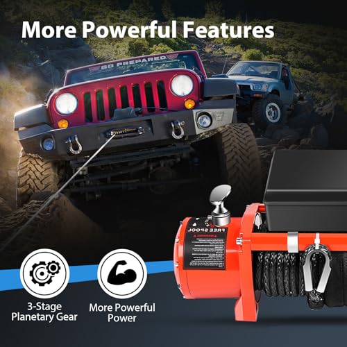 Winch eléctrico 13000lbs 12V con control remoto miniatura 3