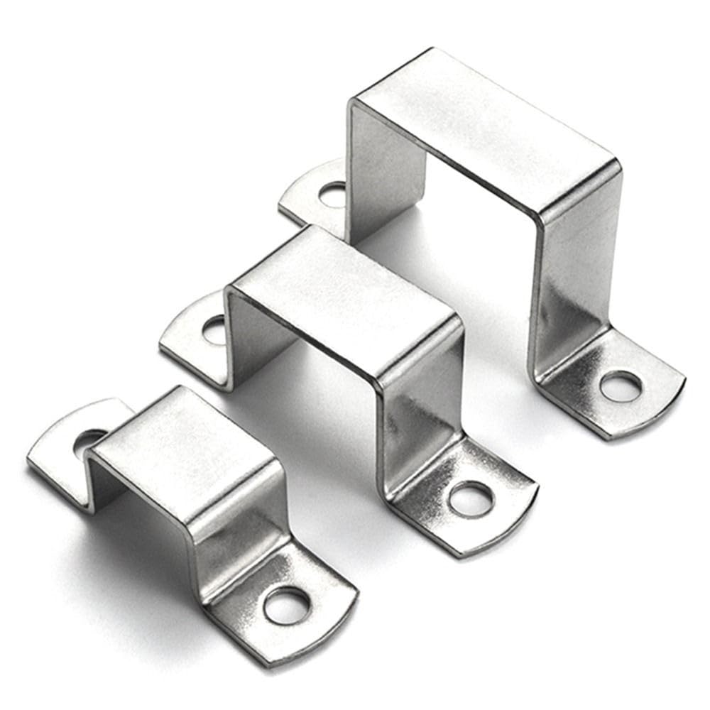 URTYP 304 Stainless Steel Thickened Square Rectangle M-Shaped U-Shaped Horseback Tube Saddle Clip Buckle Throat Hoop Ohm Tube Card,25x25mm