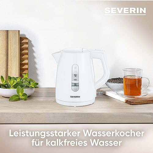 SEVERIN Wasserkocher, kabellos, abwaschbarer Kalkfilter, 1,0 L, weiß, Kunststoff, WK 3411 3