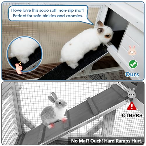 Image of Rabbit Hutch Indoor Outdoor Bunny Cage Small Chicken Coop Asphalt Roof