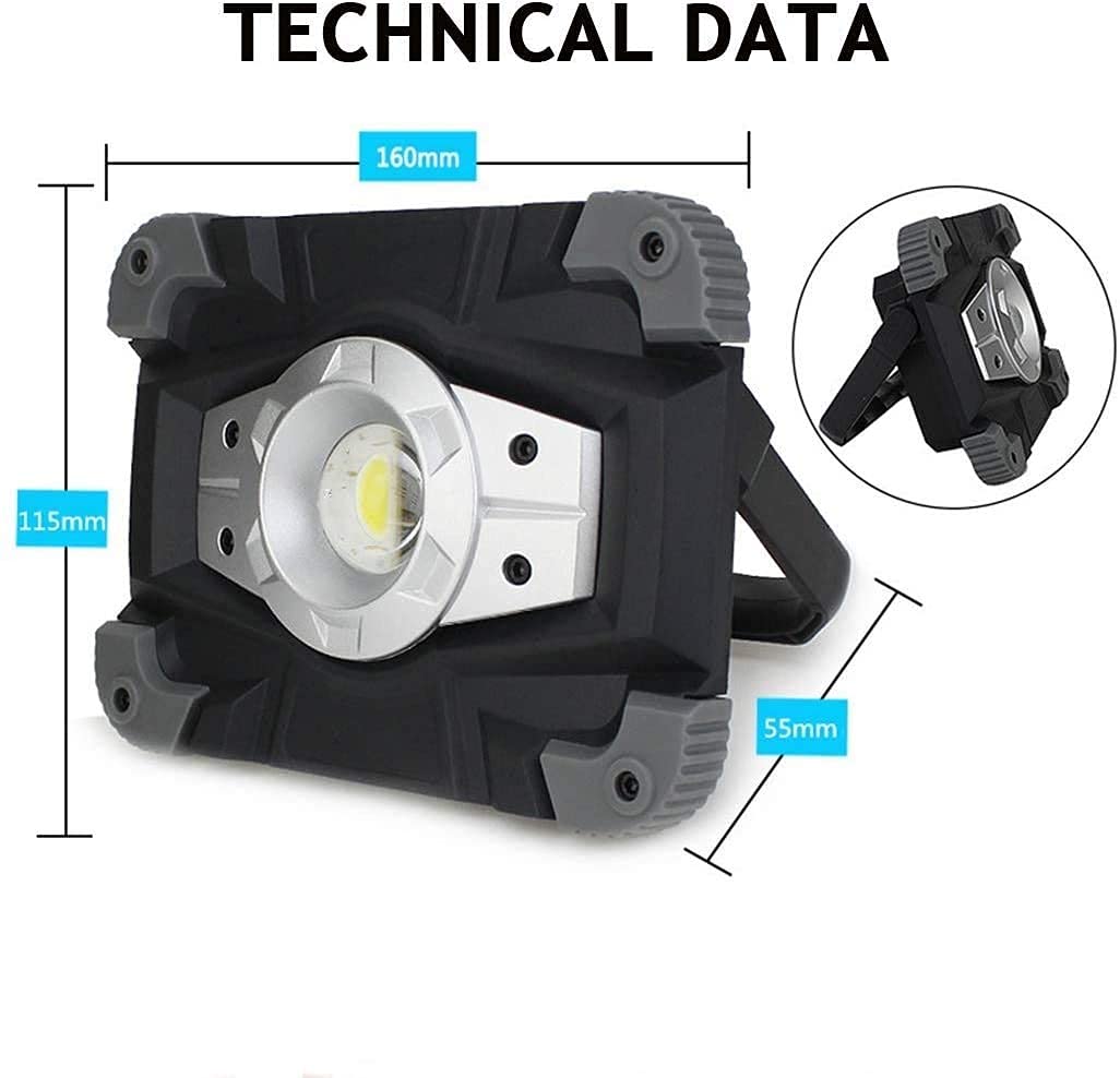 Lampa robocza Przenośna lampa robocza z możliwością ładowania, Reflektor LED 10 W z portem USB, 3 tryby oświetlenia, Wodoodporna lampa kempingowa IP65, do podróży samochodem Piesze wycieczki Wędkarst