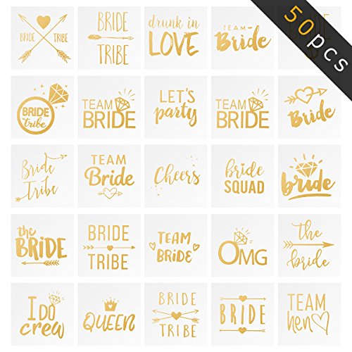 Biubee 50 Sheets Bride Tribe Flash Tattoos- Lasting Bachelorette Party Tattoos for Team Bride, Bridemaid, Future Mrs and Wedding Party Favors