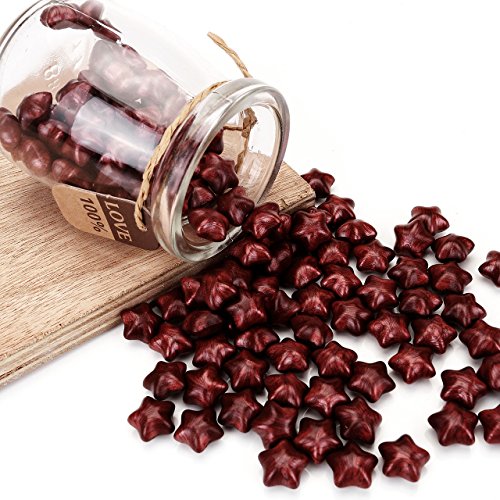 Sealing Wax Beads Set, Yoption 120 Pieces Wine Flashing Wine Red Star Shape Seal Wax Kit With 1 Wax Melting Spoon And 2 Candles For Wax Seal Stamp (Flashing Wine Red) #TOP2