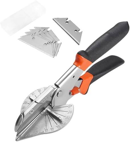 Cizalla de inglete de ángulo múltiple con 10 cuchillas de repuesto, tijeras biseladas de 45 a 135 grados, herramienta de corte angular