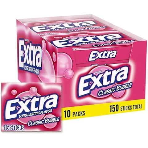 Extra Classic Bubble Sugar Free Chewing Gum, 15 Count (Pack of 10) Cover