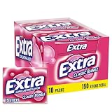 EXTRA Classic Bubble Gum Sugarfree Bulk Chewing Gum, 15 Count, 10 Pack