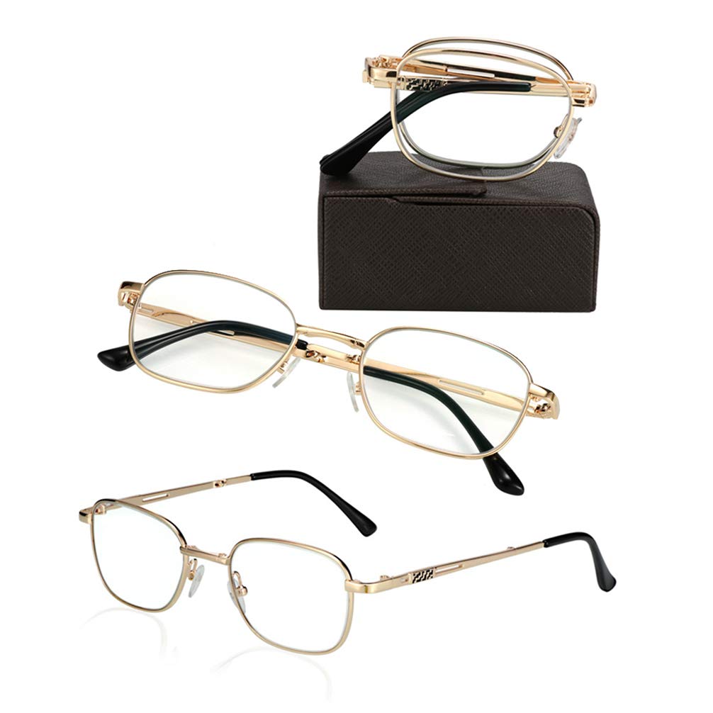 RXBFD Gafas de Lectura fotocrómicas Plegables, Lentes polarizadas Protectoras UV de Marco Completo de aleación, Lectores solares Unisex portátiles para Interiores y Exteriores