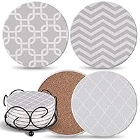 Algopix Similar Product 9 - Grey Coasters for Drinks Absorbent 