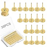 Nyuemystery 30 Pcs Magnetic Push Pins, Gold Flat Thumb Tacks for Wall Bulletin Board, No Hole Poster Hanger for Cork Whiteboard Photo