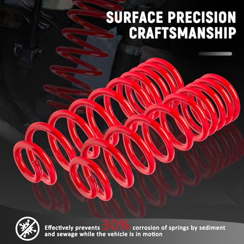 Image of 929-928 Rear Heavy Duty Coil Springs for 2009-2018 Ram 1500 2wd 4wd with 70% Extra Load Capacity (1200 Pounds) with a Subtle Height Adjustment, Red