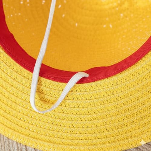 Image of MDF Straw Hat Replica | Yellow Hat with Red Band | Anime Cosplay Accessory & Collectible for Fans