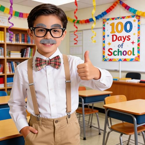 Image of Kids Old Man Costume 100 Days of School Grandpa Costume for Boy 1920s Old Man Cos