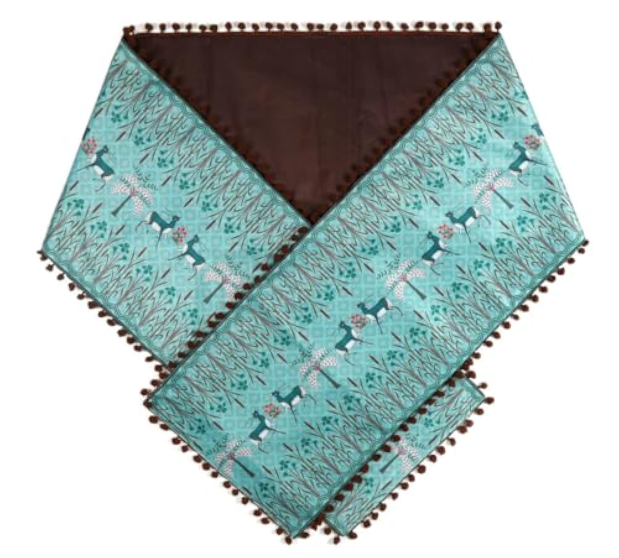 Mirroring Deer Garden Printed Micro Velvet Table Runner