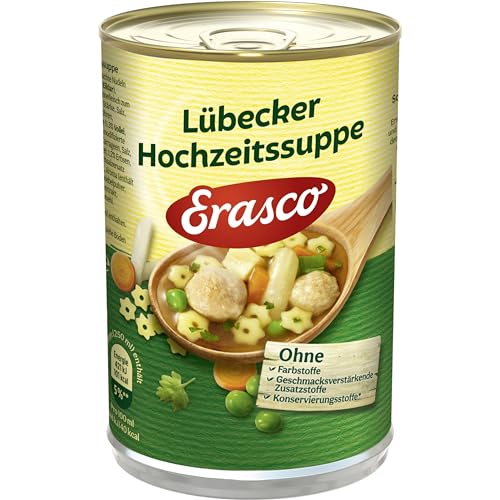 Erasco-Luebecker-Hochzeits-Suppe-6-x-390ml-In-rund-4-Minuten-fertig–Mit-feinem-Eierstich–Ohne-Schnickschnack-Einfach-lecker