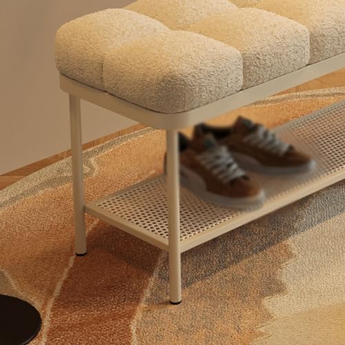 Taburete de almacenamiento con cojín suave y banco para zapatos rectangular de entrada ordenada 7