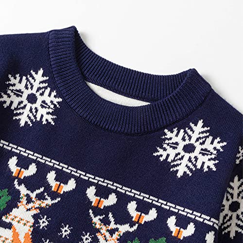 Toddler Boys Girls Christmas Cartoon Deer Snowflake Sweater Long Sleeve Warm Knitted Pullover Infant Sweaters for3