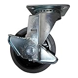 ユーエイキャスター：RJ2シリーズ RJ2-S型 自在キャスター ストッパー付 グレーゴム(ナイロンホイル,B入)車 車輪径φ125 メーカー型式：RJ2-125NWRS-G