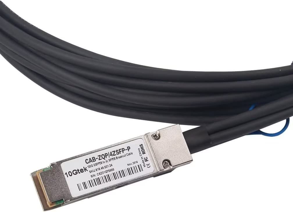10Gtek 100G QSFP28 to 4X 25G SFP28 Breakout DAC Passive Direct Attach Copper Twinax Cable for Cisco QSFP-4SFP25G-CU0.5M, 0.5-Meter(1.64ft)